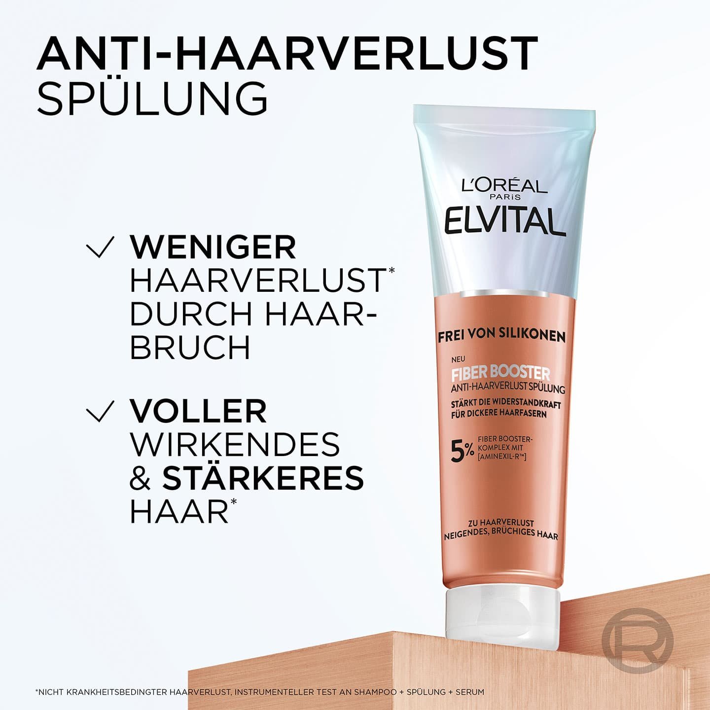 Schaubild der Elvital Anti-Haarverlust Spülung und deren Benefits